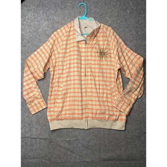 A. Tiziano Reversible Full Zip Rabbit Bomber Jacket Large Plaid Golfer Preppy - Picture 1 of 7